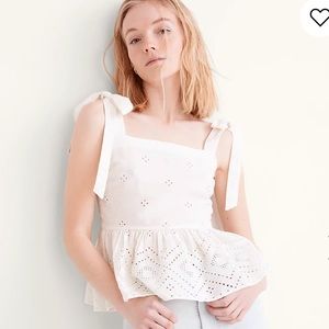 2/$50 🌈 NWT Madewell Rosalie Tie-Strap Top in Geo Eyelet: Lighthouse Size Medium